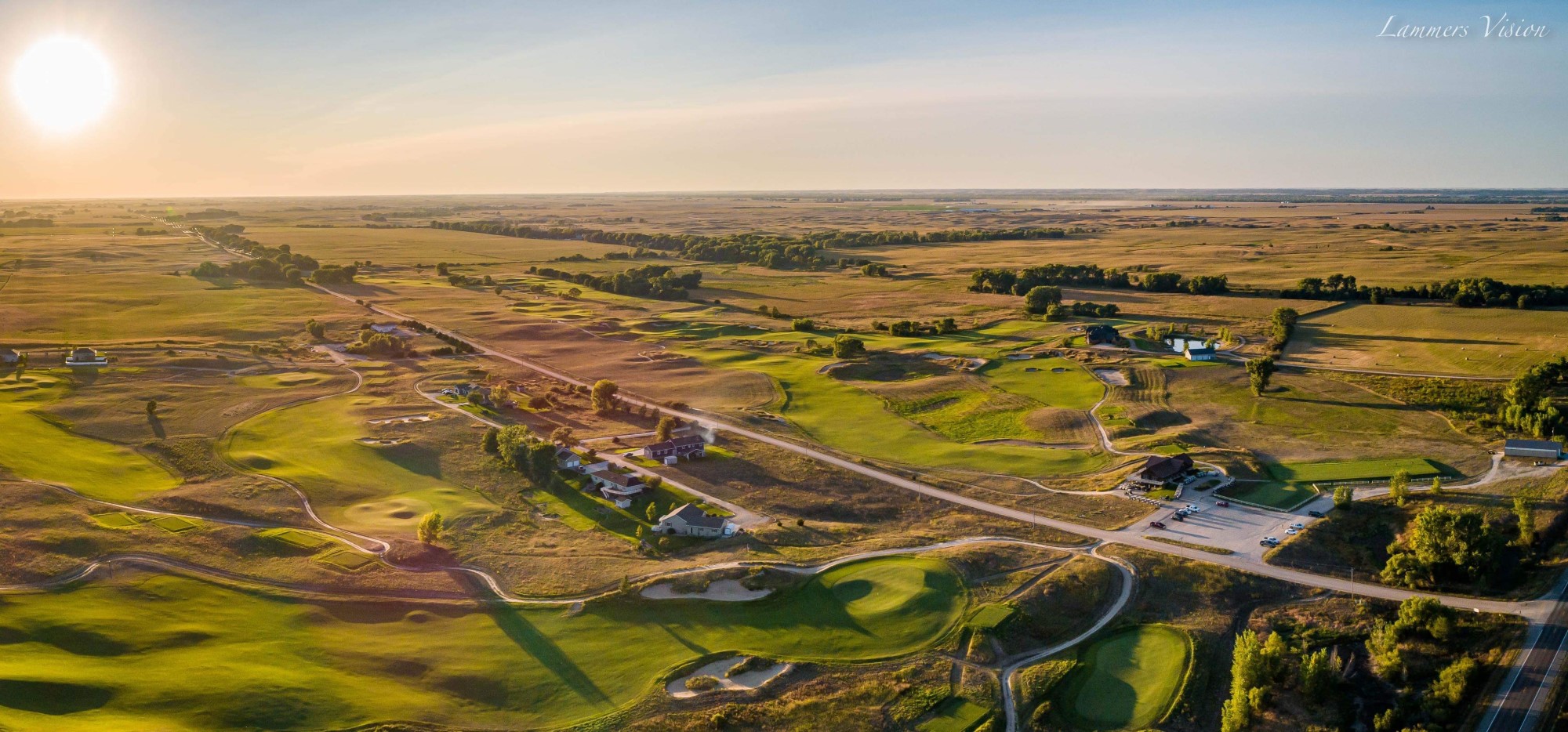 Aerial view of the course and clubhouse.