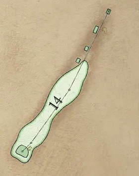 Overhead illustration of hole 14.